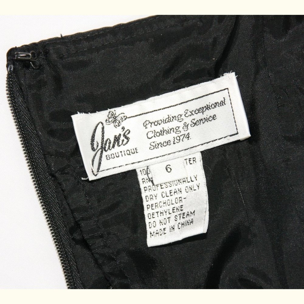 Jans Boutique Black Taffeta Full Flare Strapless Formal Dress w Floral Pleats 6 - Picture 9 of 9